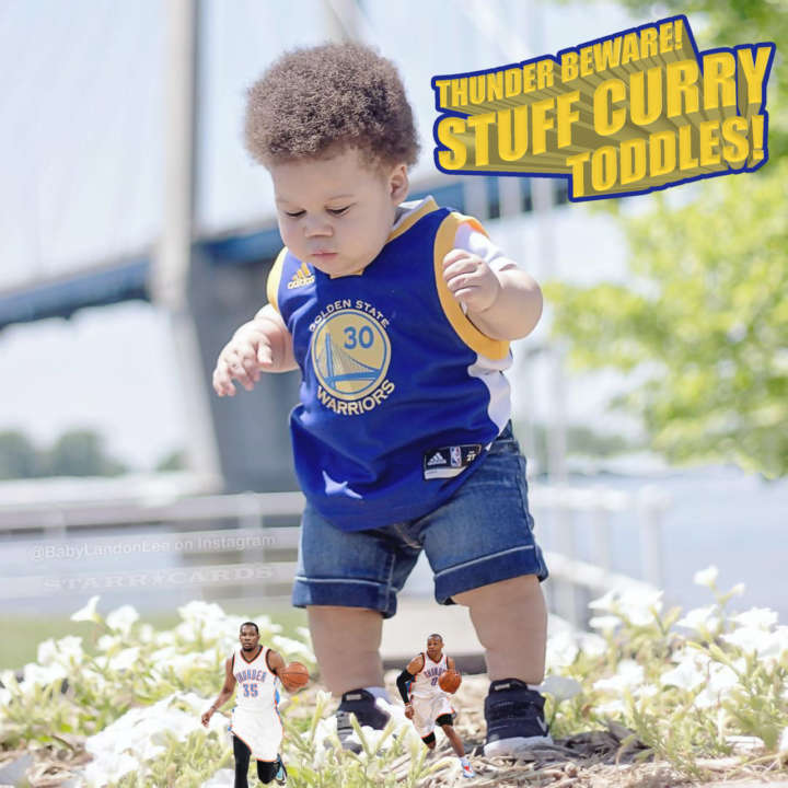 Steph Curry fan Baby Landon Benton (aka "Stuff Curry") pursues Oklahoma City Thunder stars