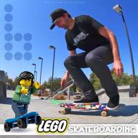 Aaron Kyro of Braille Skateboarding tries out a variety of LEGO skateboards