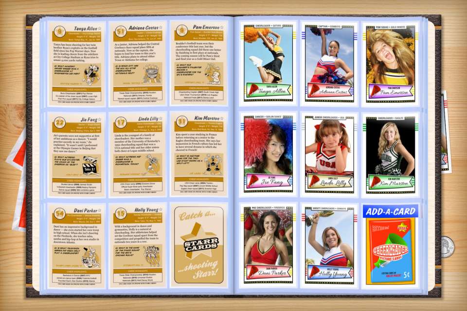 Make your own custom cheerleader cards with Starr Cards.