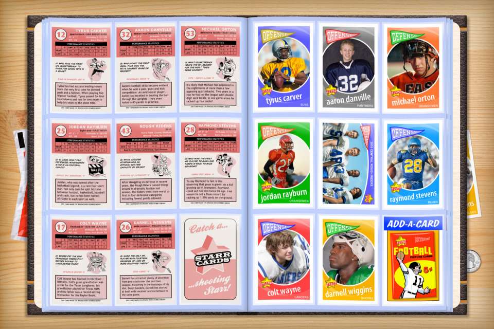 Make your own custom football cards with Starr Cards.
