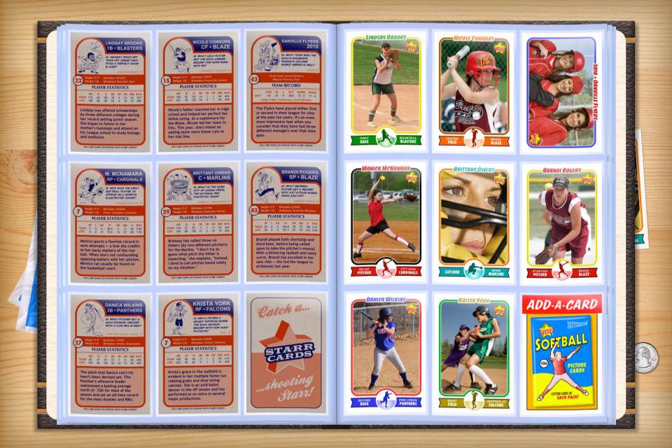 Make your own custom softball cards with Starr Cards.
