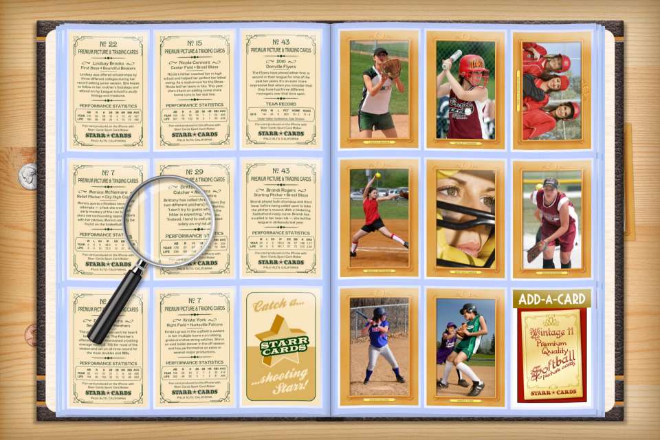Make your own custom softball cards with Starr Cards.