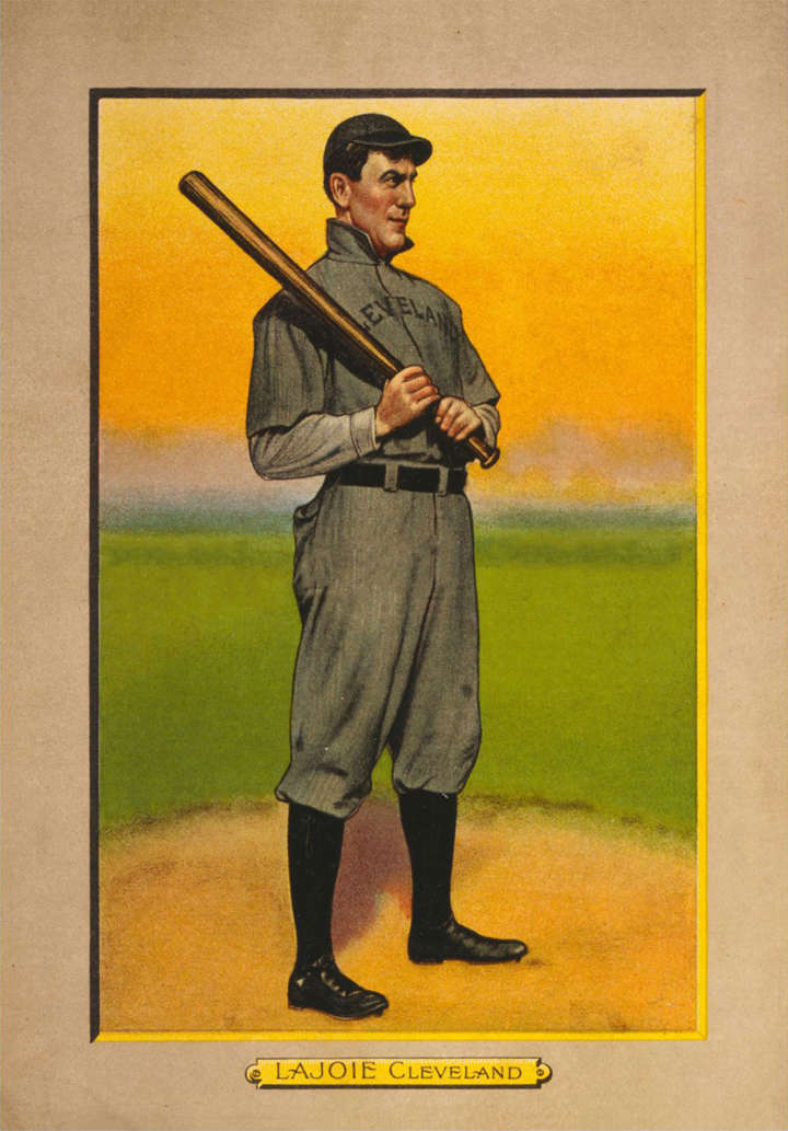 Baseball card of Cleveland Indians second baseman Nap Lajoie
