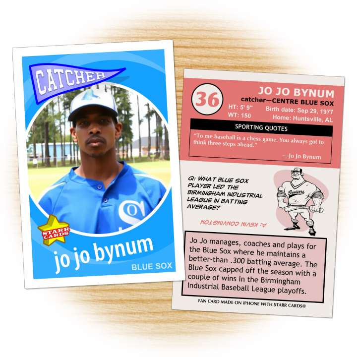 Centre Blue Sox baseball player Jo Jo Bynum