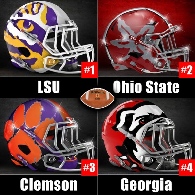 CFB Playoff week 12 rankings with alternative helmets for LSU, Ohio State, Clemson and Georgia