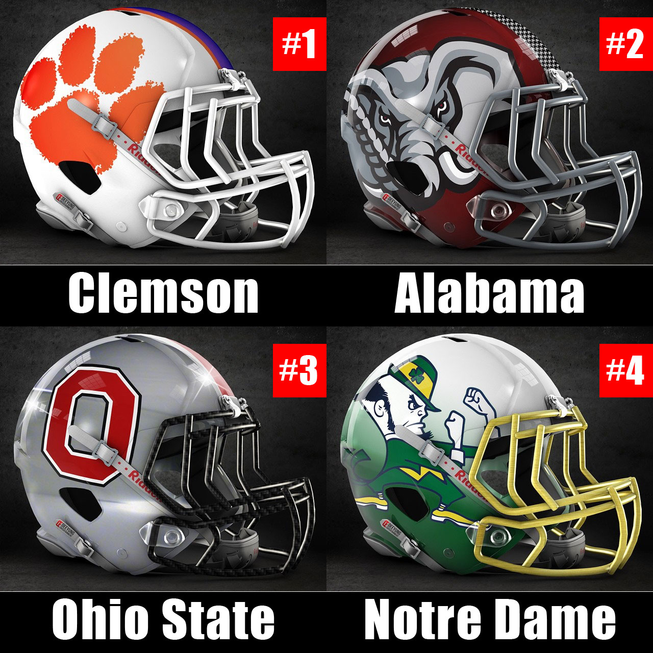 College Football Playoff Top Four with Clemson, Alabama, Ohio State, Notre Dame