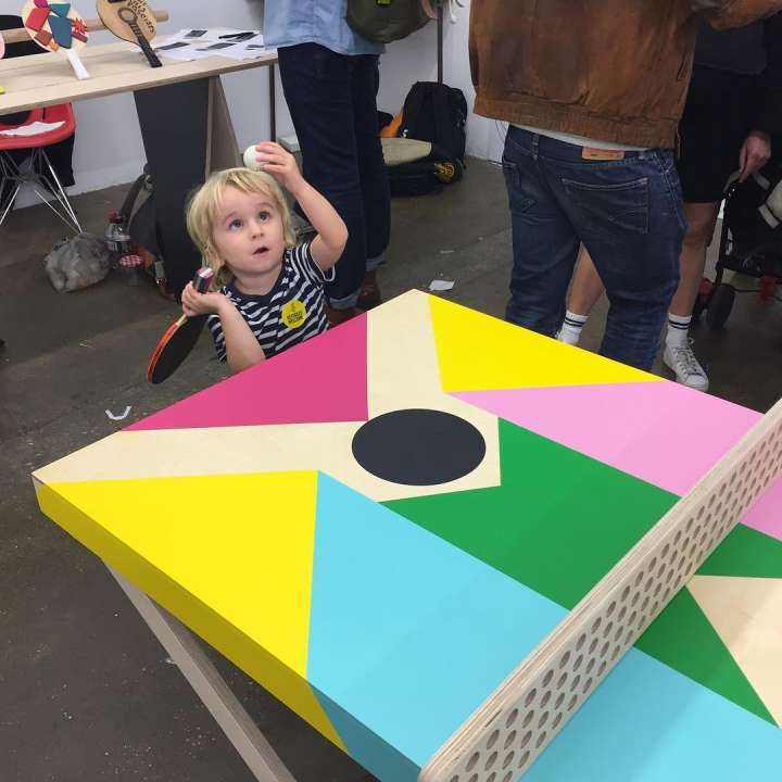 Colorful ping pong table art from Morag Myerscough