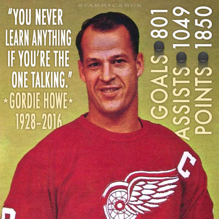 Detroit Red Wings legend Gordie Howe quote and infographic