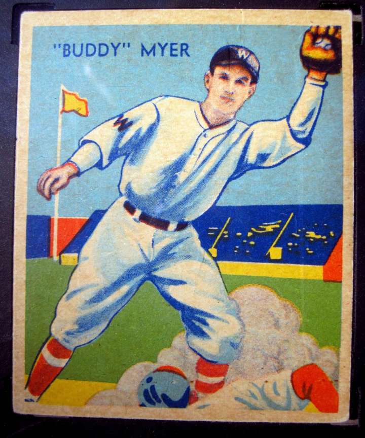 Diamond Stars baseball card of Washington Senators player Buddy Myer