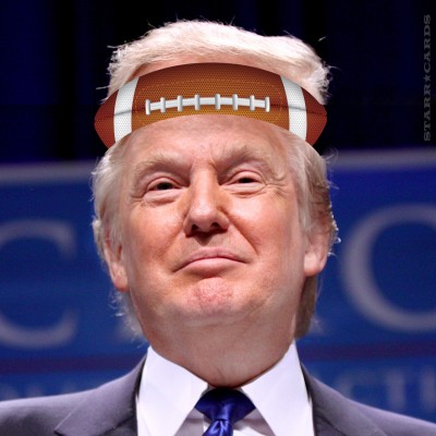 Donald Trump with football on the brain