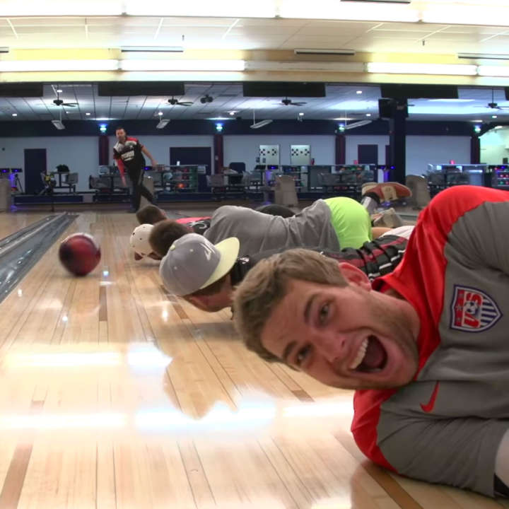 Dude Perfect bowling trick shots with Jason Belmonte: Lane Heads
