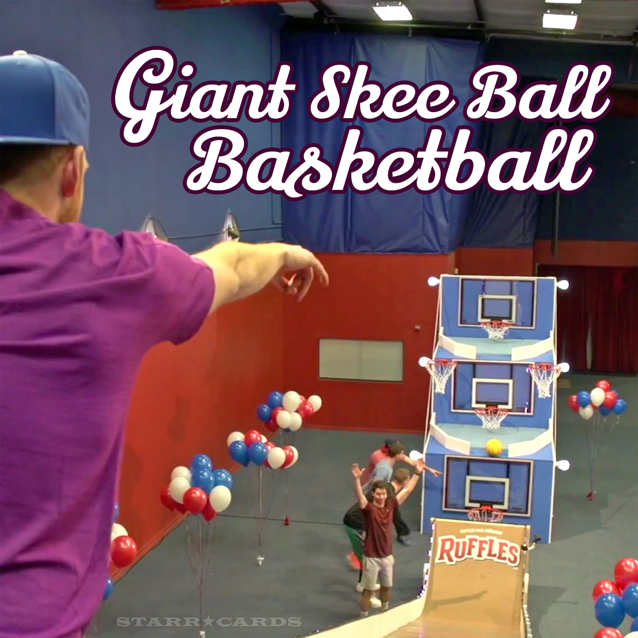 Dude Perfect plays giant skee-ball basketball