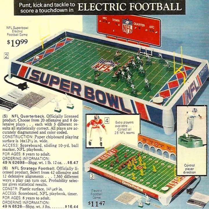 Electric football ad from Sears catalog
