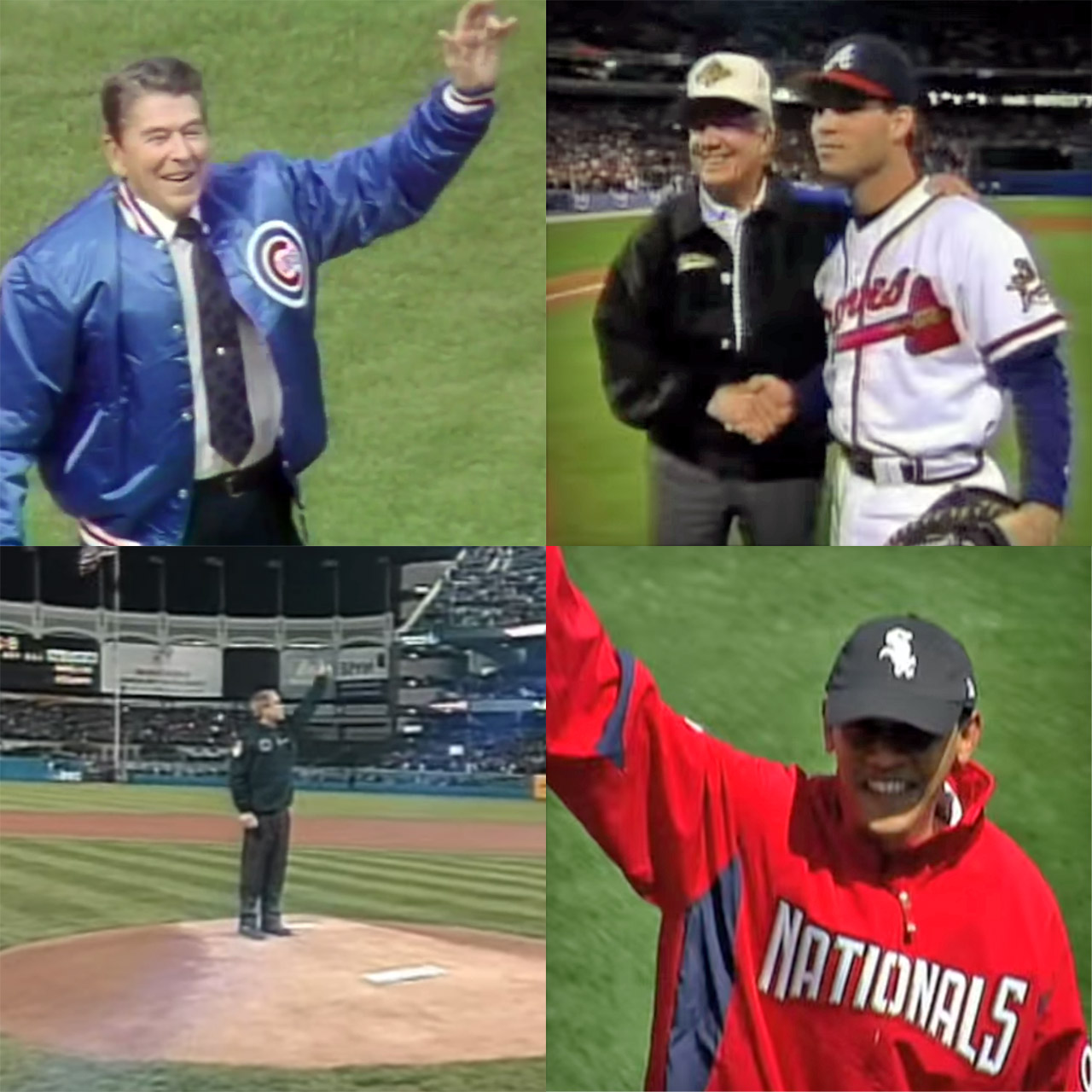 First pitches with Ronald Reagan, Jimmy Carter, George Bush and Barack Obama