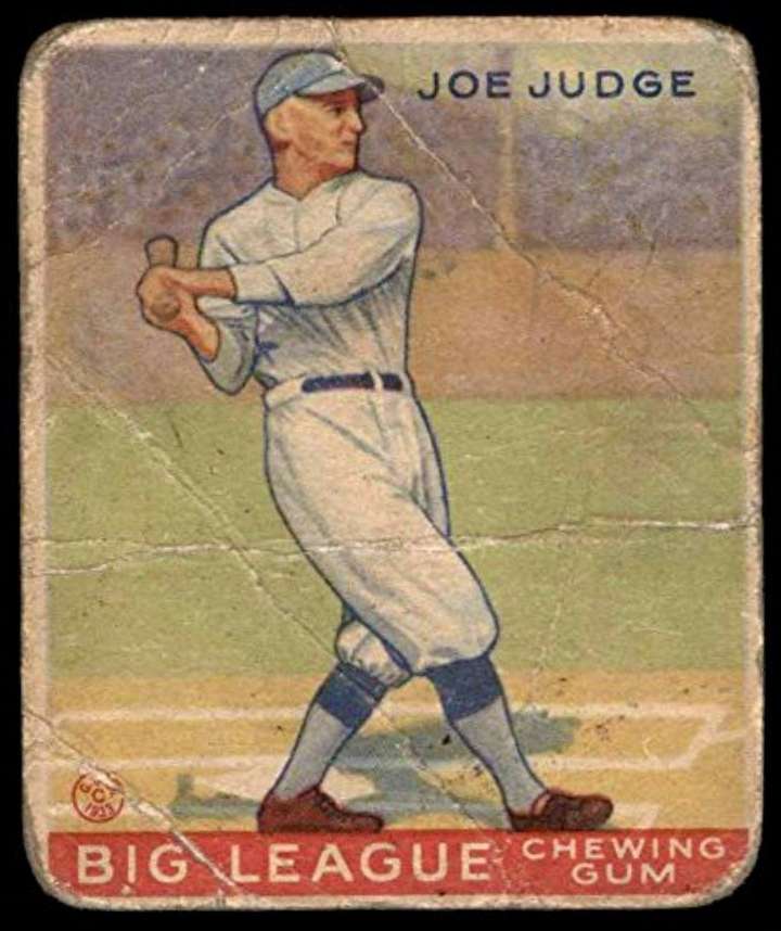 Goudey baseball card of Joe Judge