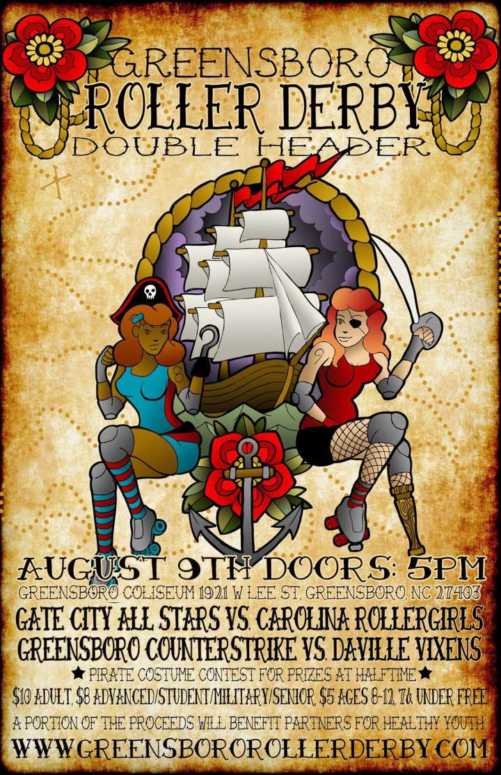 Greensboro Roller Derby double header poster