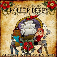 Greensboro Roller Derby poster for double header bout
