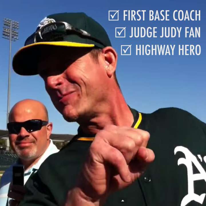 Jim Harbaugh as Oakland Athletics first base coach