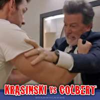 John Krasinski fights with Stephen Colbert on the 'Late Show'