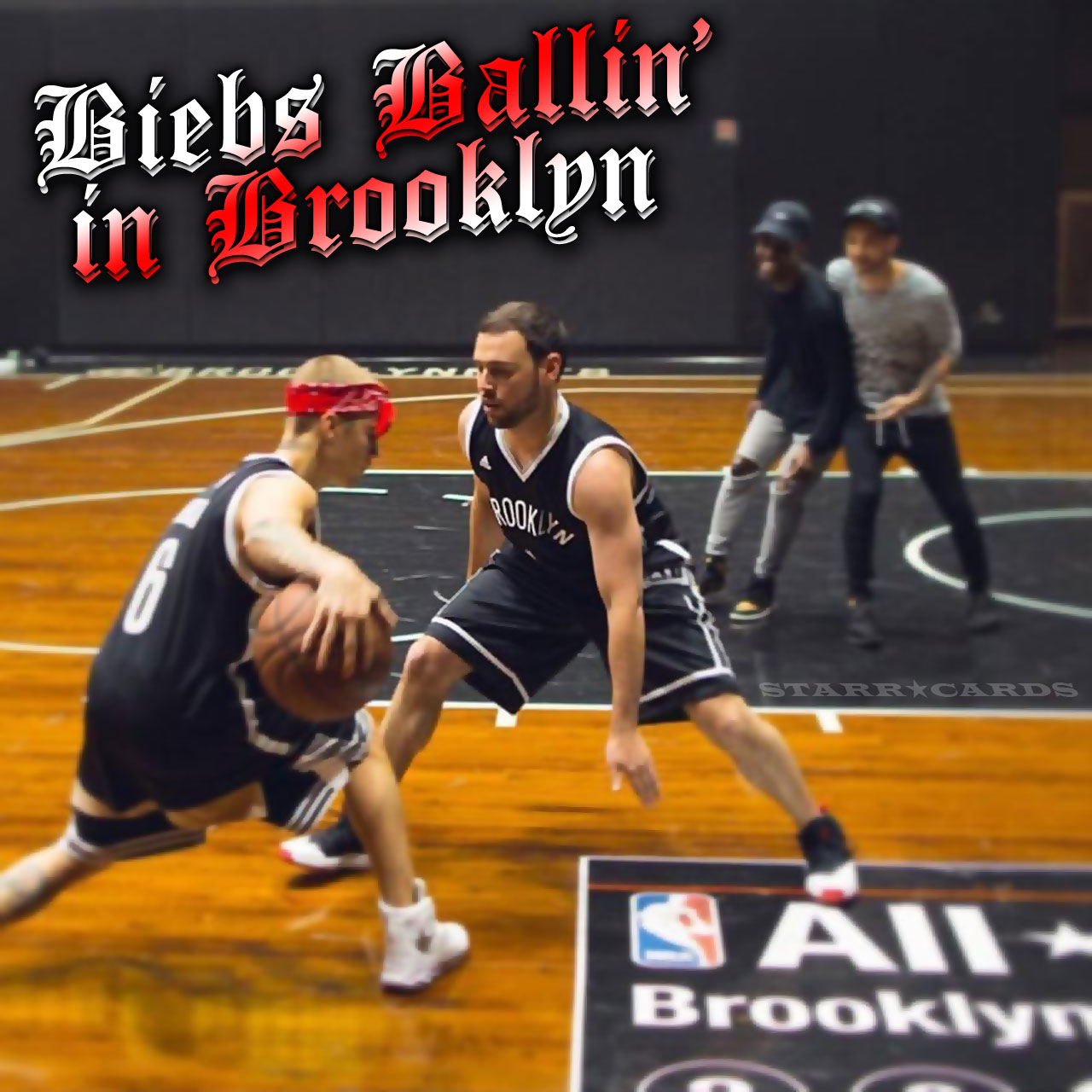 Justin Bieber plays basketball at Brooklyn Nets' Barclay Center