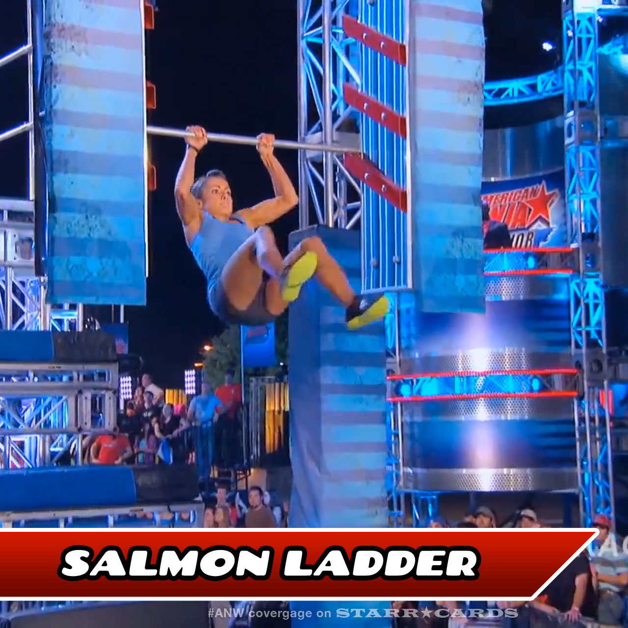 Kacy Catanzaro takes on the Salmon Ladder on American Ninja Warrior.