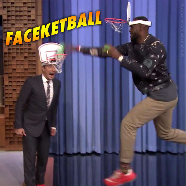 LeBron James tears faceketball rim down on Jimmy Fallon