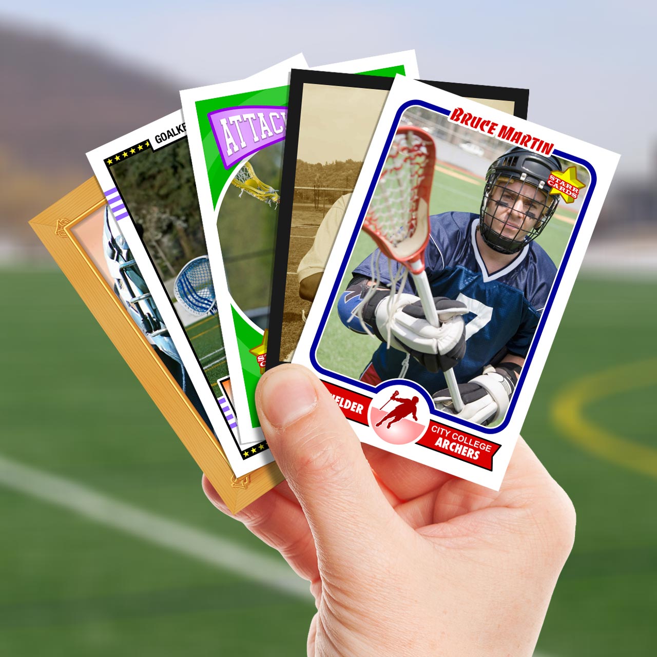 Make your own lacrosse card with Starr Cards.