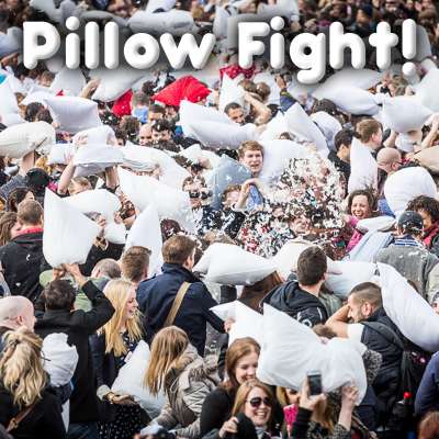 Public pillow fight on International Pillow Fight Day