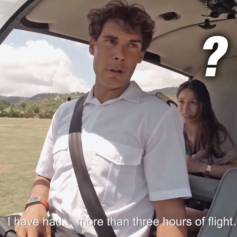 Rafael Nadal trains for poker bluffing in a helicopter