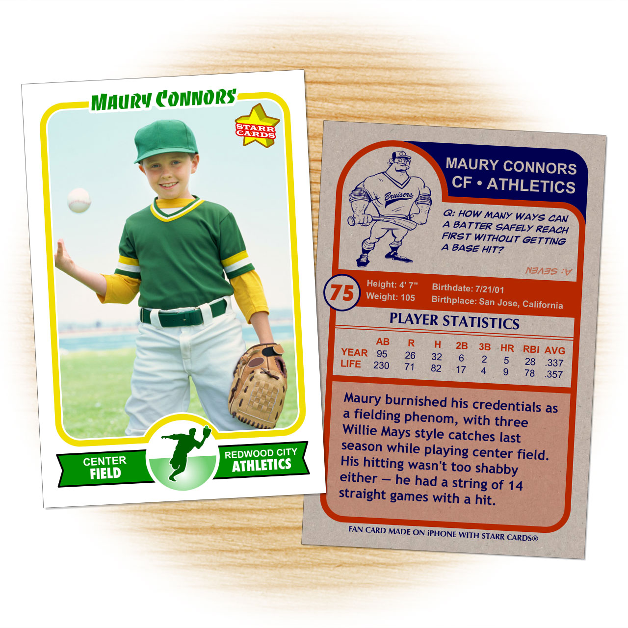 Custom Baseball Cards - Retro 23™ Series Starr Cards Inside Custom Baseball Cards Template