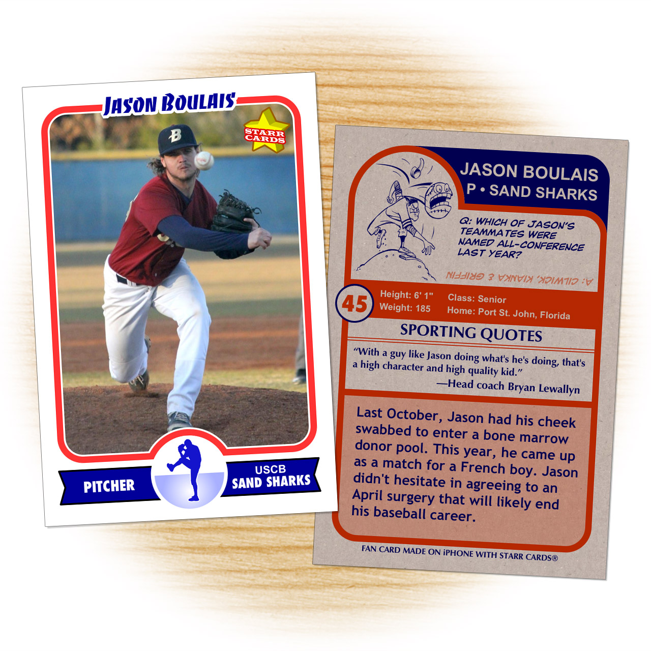 Sand Sharks pitcher Jason Boulais baseball card