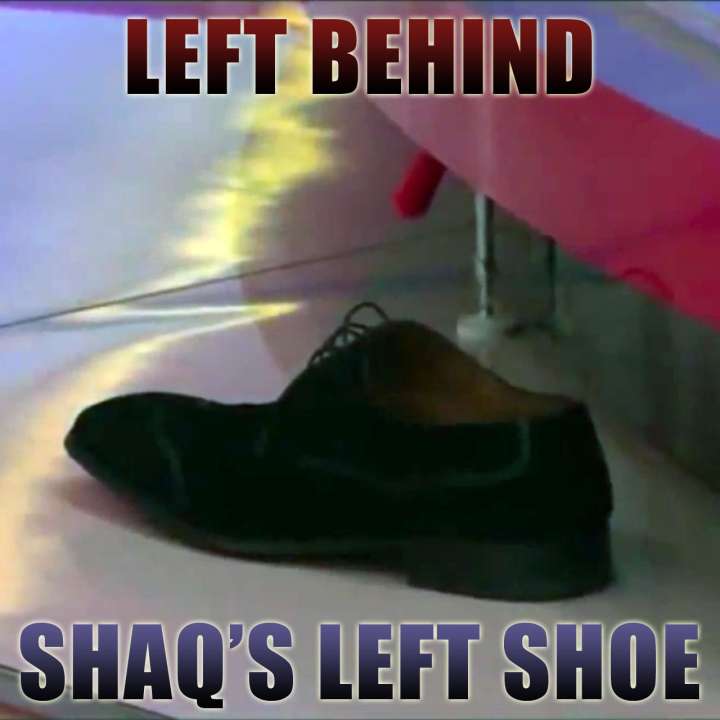 Shaquille O'Neal's shoe left behind after anchor takes a tumble