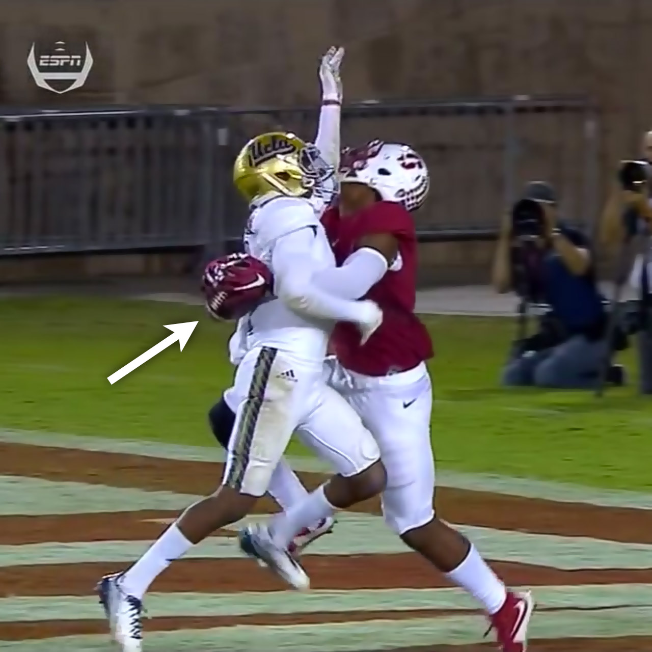 Stanford wide receiver Francis Owusu with catch vs UCLA