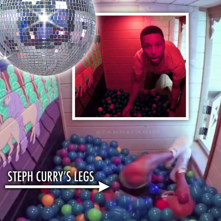 Steph Curry tries out Riley Curry's ball pit room in new two-story playhouse