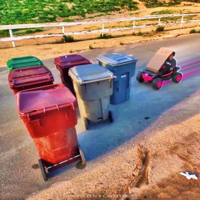 The Funk Bros go human bowling in California foothills with trash cans as pins