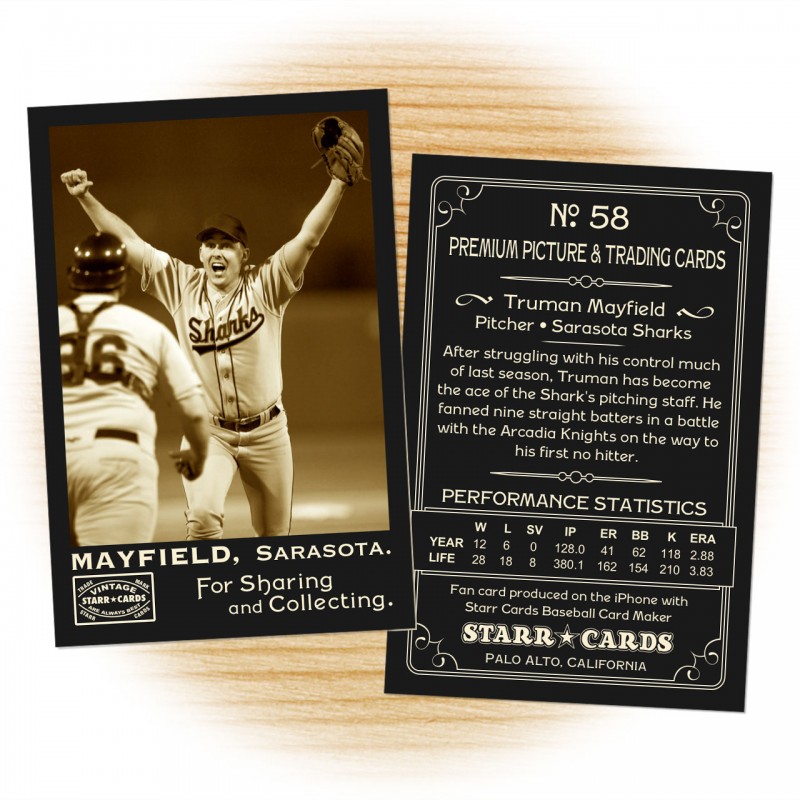 Baseball card template from Starr Cards Baseball Card Maker.
