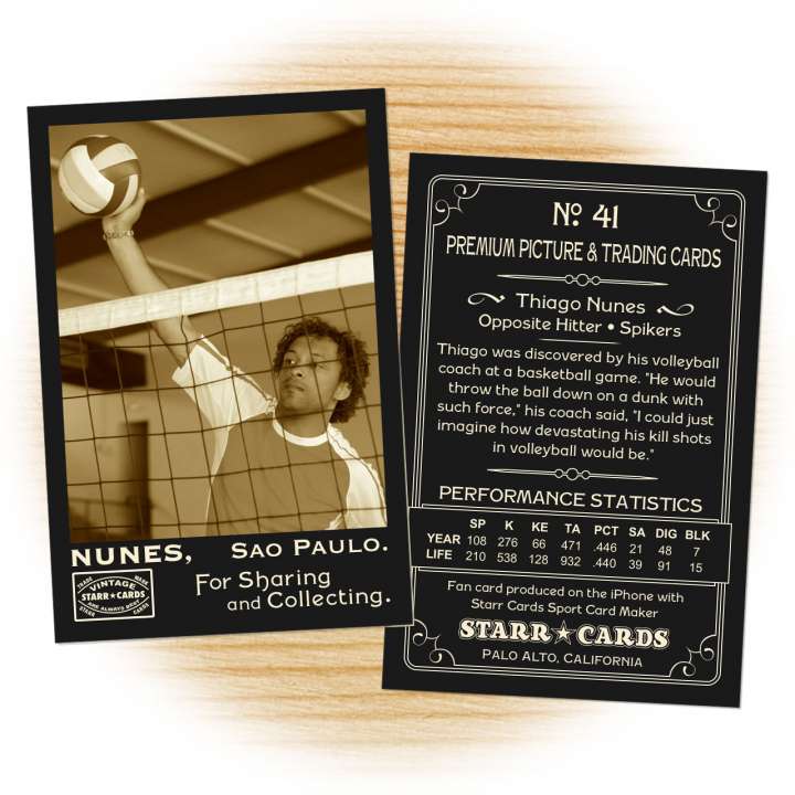 Volleyball card template from Starr Cards Volleyball Card Maker.
