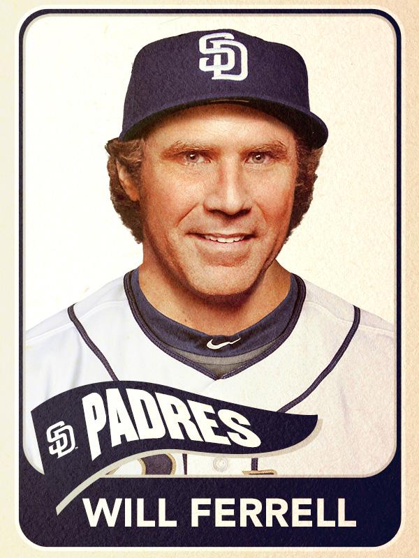 Will Ferrell, Right Field, San Diego Padres - Baseball Card