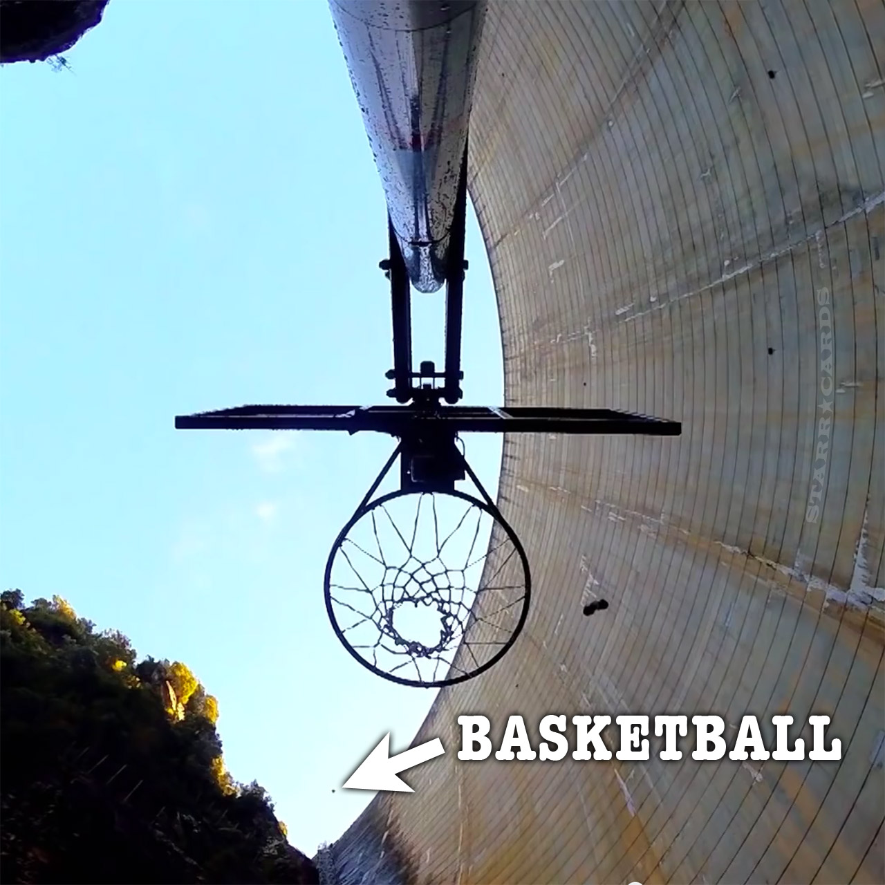 World record longest basketball shot made from Gordon Dam in Tasmania
