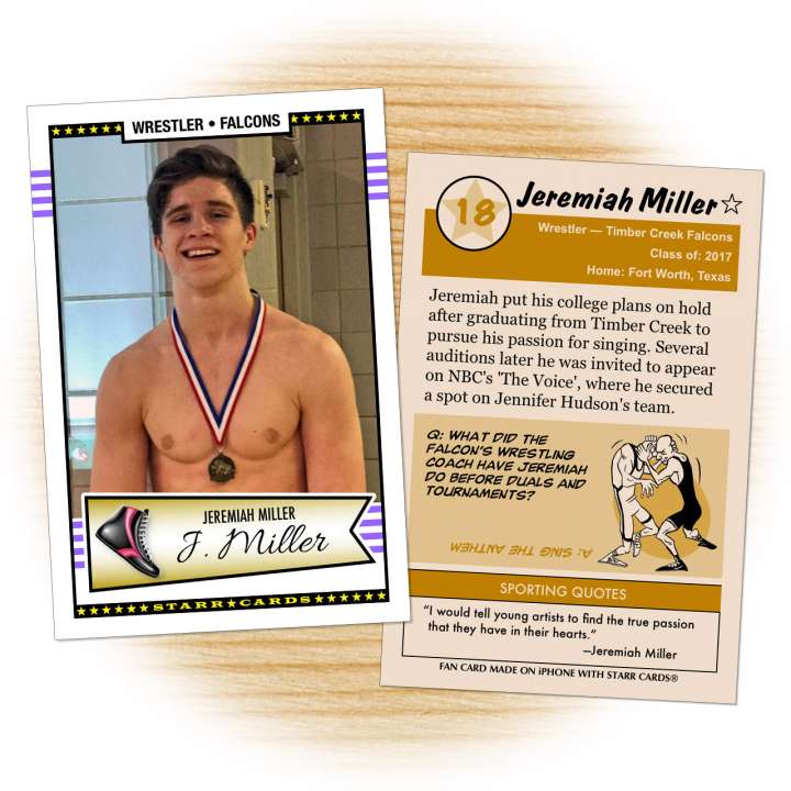 Wrestling card of 'The Voice' contestant Jeremiah Miller